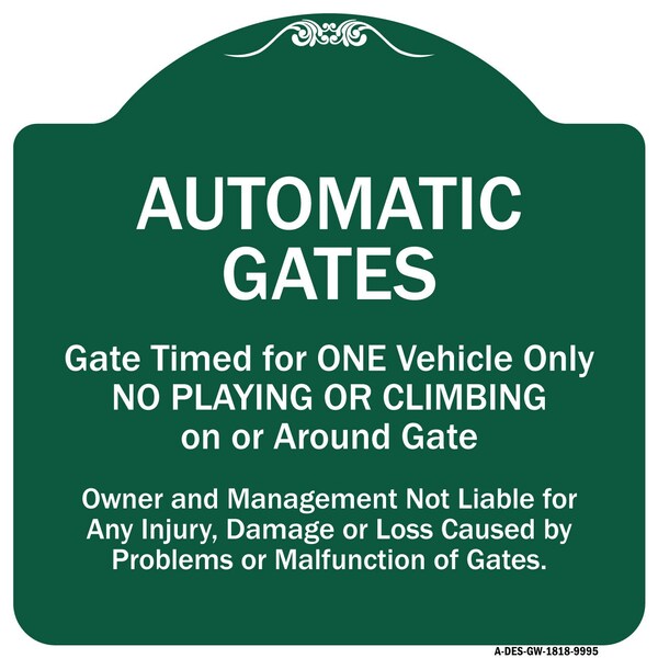 Signmission Automatic Gates Gate Timed For One Vehicle Heavy-Gauge Aluminum Sign, 18" x 18", GW-1818-9995 A-DES-GW-1818-9995 - main